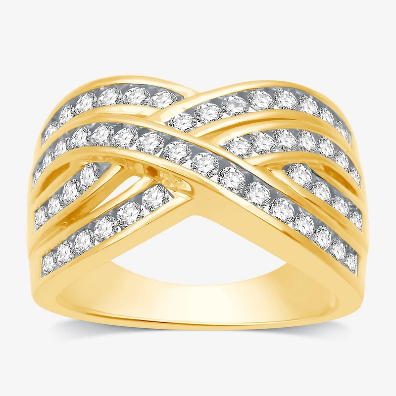 Womens 1 CT. T.W. Lab Grown White Diamond 14K Gold Over Silver Sterling Band
