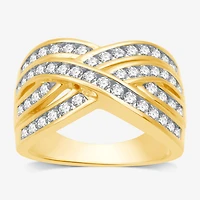 Womens 1 CT. T.W. Lab Grown White Diamond 14K Gold Over Silver Sterling Band
