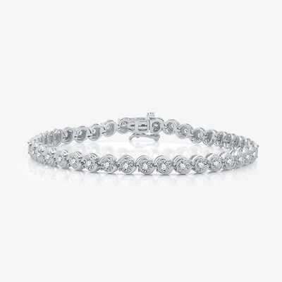 Womens 1 CT. T.W. Lab Grown White Diamond Sterling Silver 7.5 Inch Tennis Bracelet