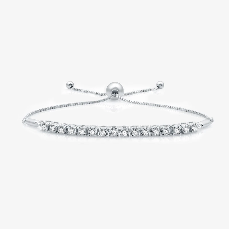 Womens 1/ CT. T.W. Lab Grown White Diamond Sterling Silver Bolo Bracelet