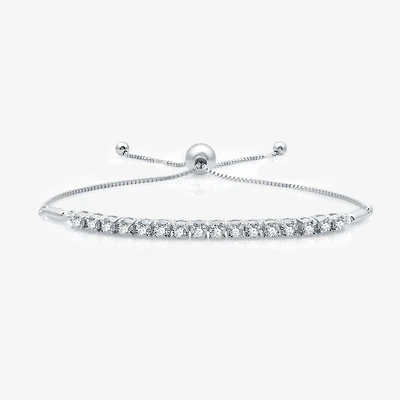Womens 1/ CT. T.W. Lab Grown White Diamond Sterling Silver Bolo Bracelet