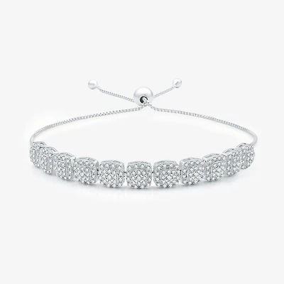 Womens 1 1/2 CT. T.W. Lab Grown White Diamond Sterling Silver Bolo Bracelet