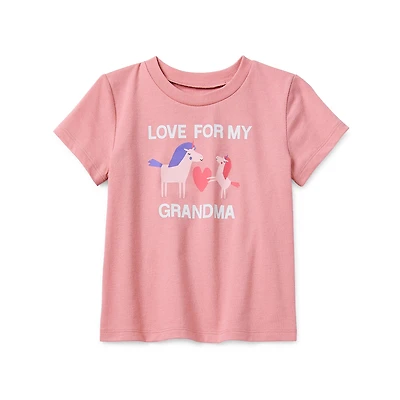 Okie Dokie Toddler & Little Girls Round Neck Short Sleeve Regular Fit Graphic T-Shirt