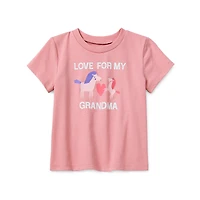 Okie Dokie Toddler & Little Girls Round Neck Short Sleeve Regular Fit Graphic T-Shirt