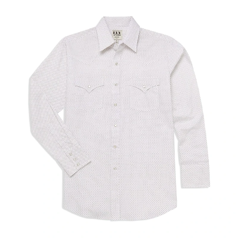 Ely Cattleman Mini Geo Print Mens Long Sleeve Western Shirt