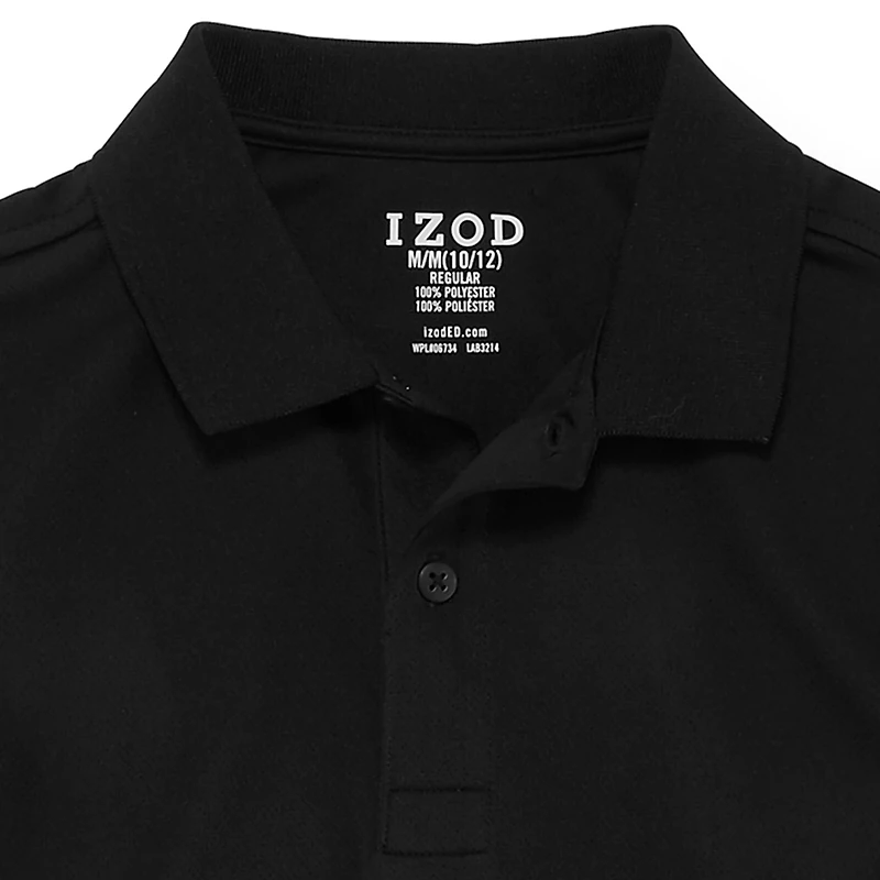 IZOD Performance Mesh Boys Short Sleeve Regular Fit Wrinkle Resistant Moisture Wicking Polo Shirt