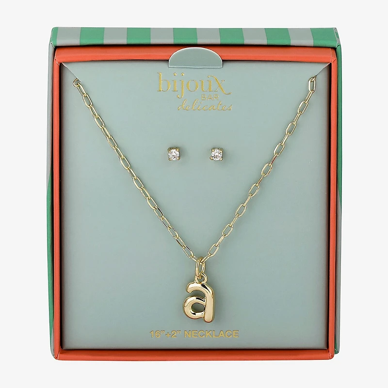 Bijoux Bar Delicates Gold Tone Initial Womens 2-pc. Jewelry Set