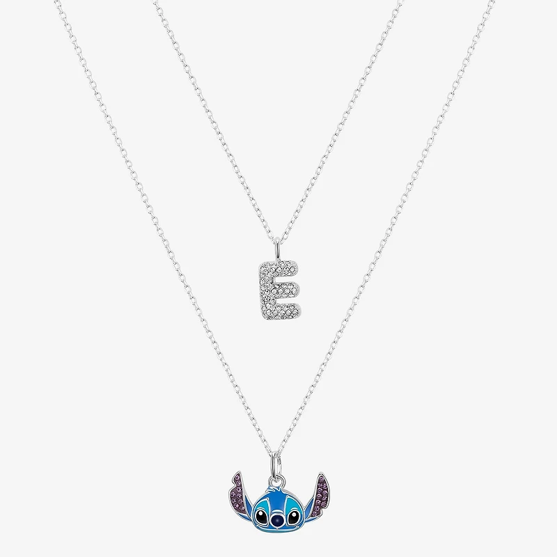 Initial Womens Crystal Pure Silver Over Brass 2-pc. Necklace Set