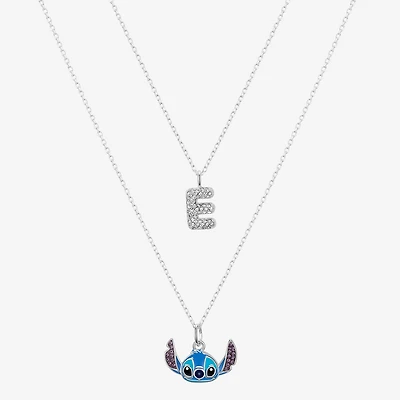 Initial Womens Crystal Pure Silver Over Brass 2-pc. Necklace Set