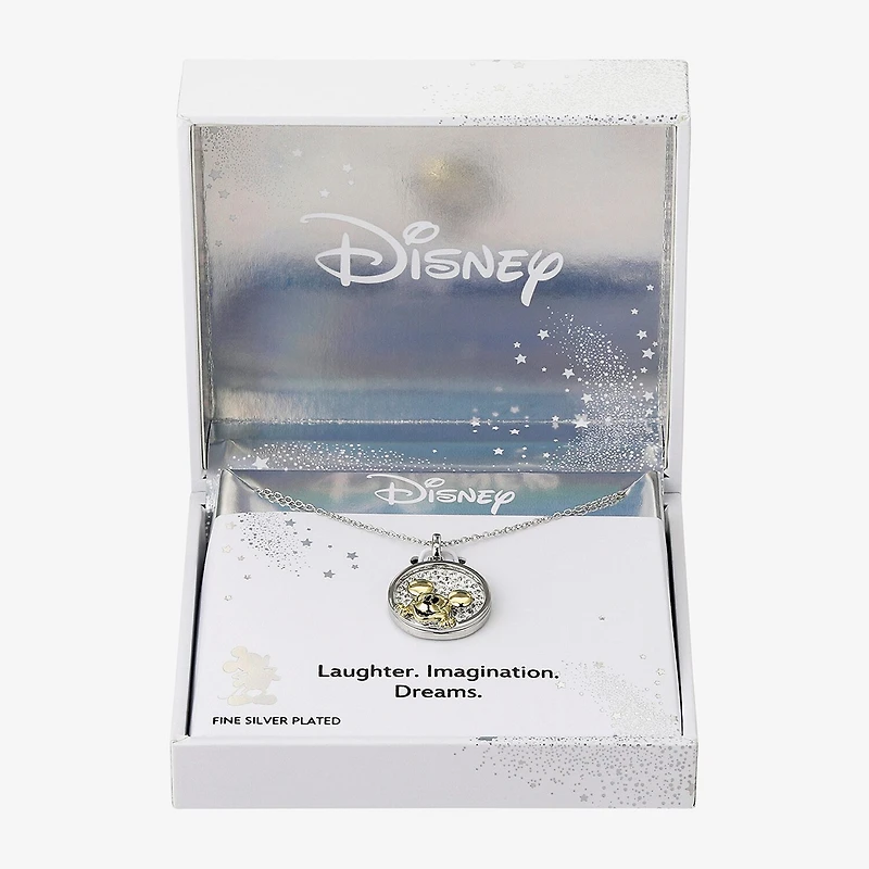 Disney Classics Womens Crystal 10K Gold Over Brass Pure Silver Over Brass 16 Inch Pendant Necklace