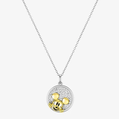 Disney Classics Womens Crystal 10K Gold Over Brass Pure Silver Over Brass 16 Inch Pendant Necklace
