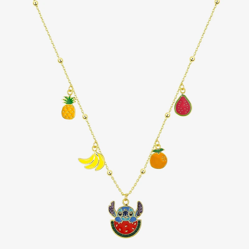 Disney Classics Fruit Womens Multi Color Crystal 10K Gold Over Brass 16 Inch Pendant Necklace