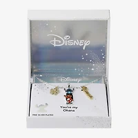 Disney Classics Ohana Womens Cubic Zirconia 10K Gold Over Brass Pure Silver Over Brass Flower 16 Inch Pendant Necklace