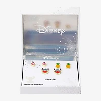 Disney Classics Fruit Womens Pink Crystal 10K Gold Over Brass Lilo & Stitch 3 Pair Earring Set