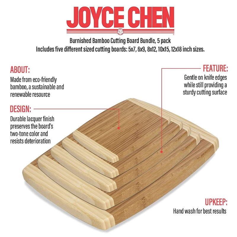 Joyce Chen Burnished Bamboo 5-pc. Cutting Board Set