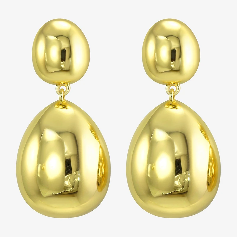 Silver Addiction Womens 14K Gold Over Silver Drop Earrings