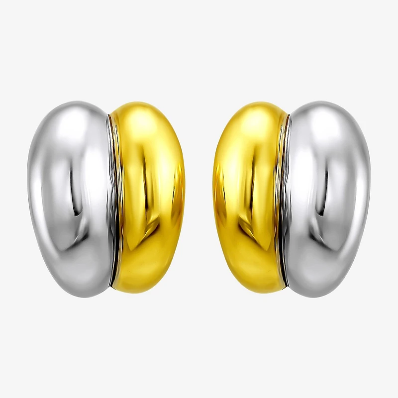 Silver Addiction Womens 14K Two Tone Gold Over Silver 19.7mm Hoop Earrings