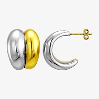 Silver Addiction Womens 14K Two Tone Gold Over Silver 19.7mm Hoop Earrings