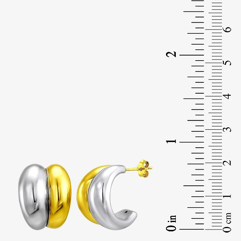 Silver Addiction Womens 14K Two Tone Gold Over Silver 19.7mm Hoop Earrings