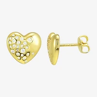 White Cubic Zirconia 14K Gold Over Silver 10.7mm Stud Earrings
