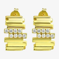 Silver Addiction White Cubic Zirconia 14K Gold Over Silver 15.4mm Stud Earrings