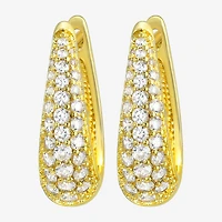 Silver Addiction Womens White Cubic Zirconia 14K Gold Over Silver 20mm Hoop Earrings