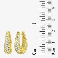 Silver Addiction Womens White Cubic Zirconia 14K Gold Over Silver 20mm Hoop Earrings