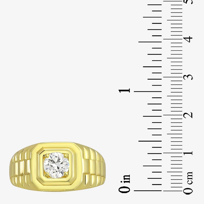 Mens White Cubic Zirconia 14K Gold Over Silver Fashion Ring