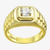 Mens White Cubic Zirconia 14K Gold Over Silver Fashion Ring