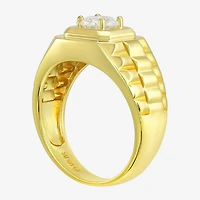 Mens White Cubic Zirconia 14K Gold Over Silver Fashion Ring