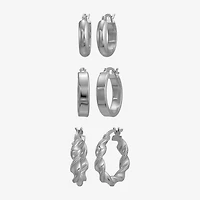 Womens Sterling Silver Round Pair Earring Set