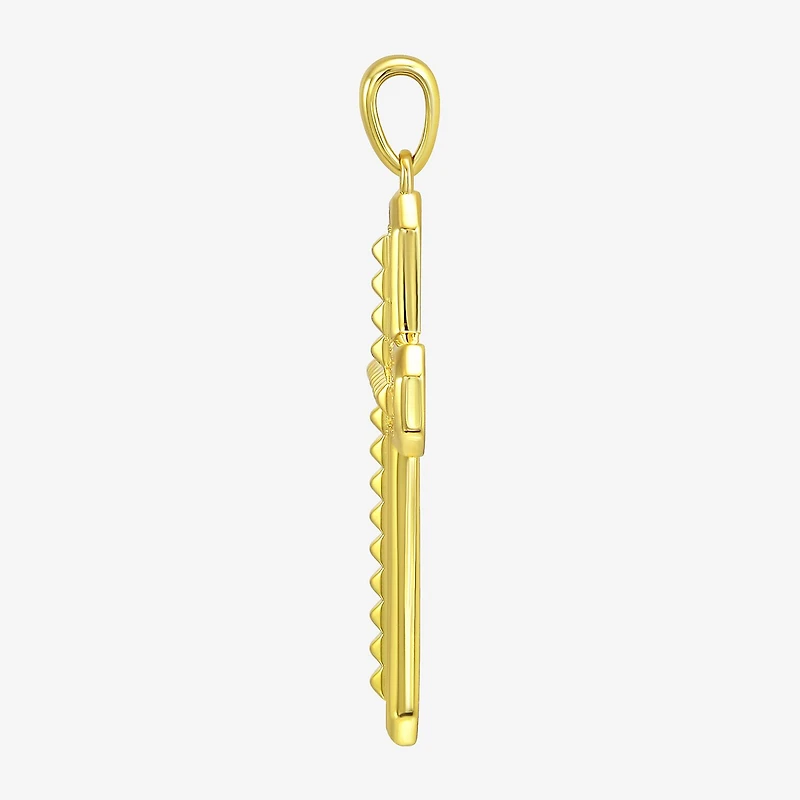 Cross Mens White Cubic Zirconia 14K Gold Over Silver Cross Pendant