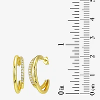 Silver Addiction White Cubic Zirconia 14K Gold Over Silver 27.6mm Stud Earrings