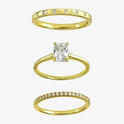Silver Addiction Womens White Cubic Zirconia 14K Gold Over Silver Bridal Set