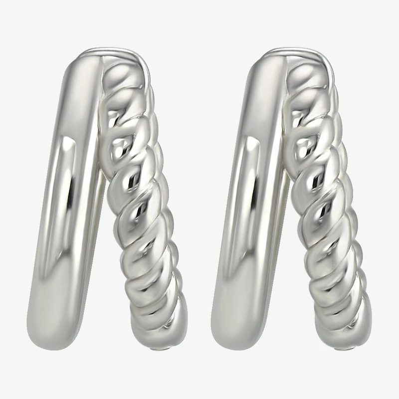 Womens Sterling Silver 12.2mm Hoop Earrings