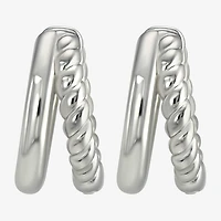 Womens Sterling Silver 12.2mm Hoop Earrings