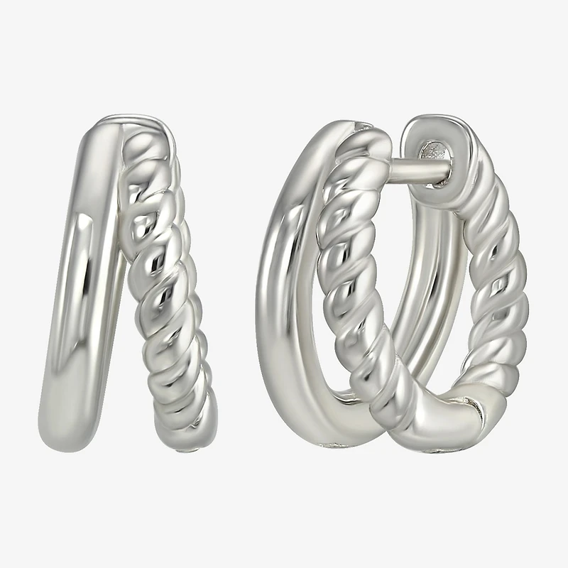 Womens Sterling Silver 12.2mm Hoop Earrings