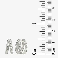 Womens Sterling Silver 12.2mm Hoop Earrings