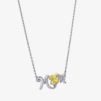 Womens White Cubic Zirconia Sterling Silver Butterfly 18 Inch Pendant Necklace