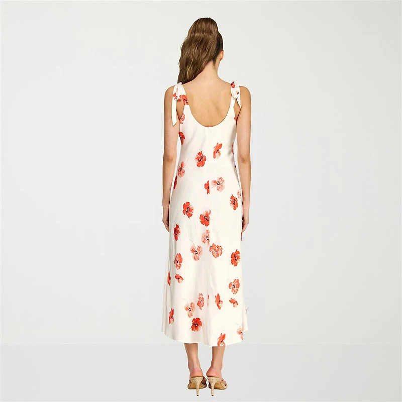 belle vie Womens Sleeveless Floral Midi Slip Dress
