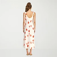 belle vie Womens Sleeveless Floral Midi Slip Dress