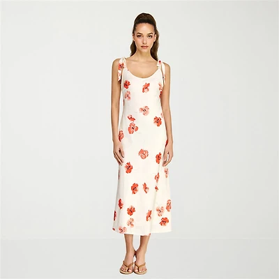 belle vie Womens Sleeveless Floral Midi Slip Dress