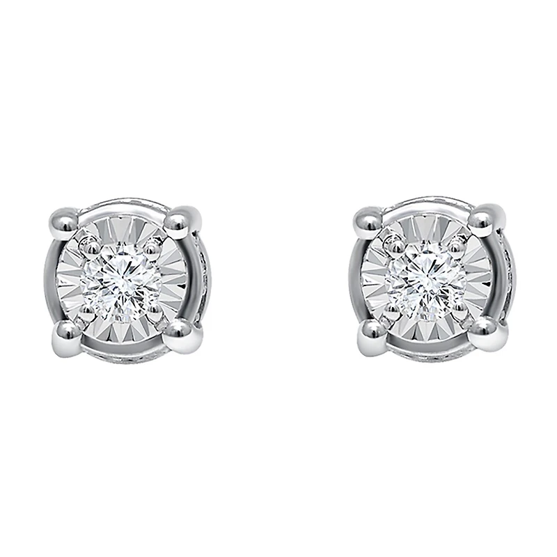 Tru Miracle / CT. T.W. Natural White Diamond Sterling Silver Round Stud Earrings