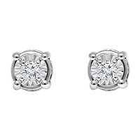 Tru Miracle / CT. T.W. Natural White Diamond Sterling Silver Round Stud Earrings