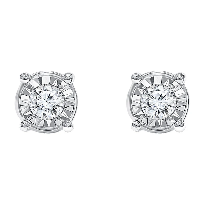 Tru Miracle 3/4 CT. T.W. Natural White Diamond Sterling Silver Round Stud Earrings