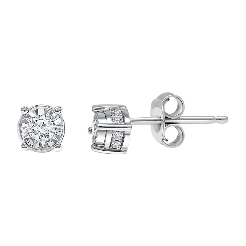 Tru Miracle 3/4 CT. T.W. Natural White Diamond Sterling Silver Round Stud Earrings