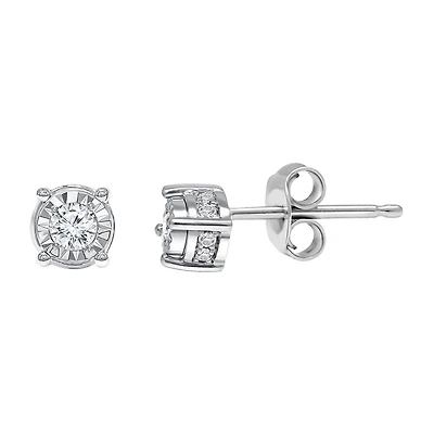 Tru Miracle 3/4 CT. T.W. Natural White Diamond Sterling Silver Round Stud Earrings