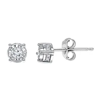 Tru Miracle 3/4 CT. T.W. Natural White Diamond Sterling Silver Round Stud Earrings