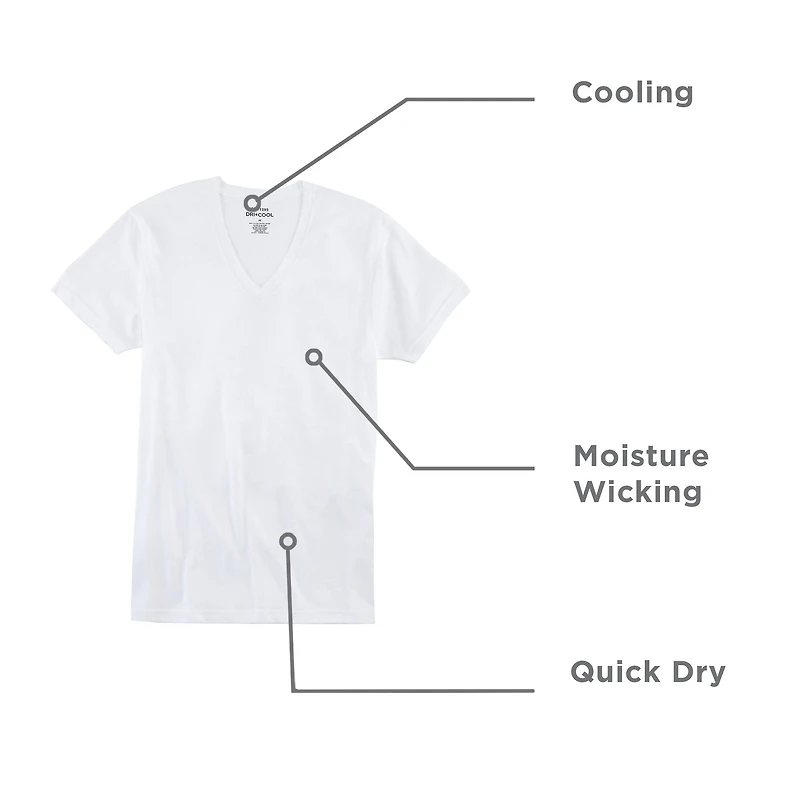 Stafford Dry + Cool Mens 4 Pack Short Sleeve V Neck MOISTURE_WICKING T-Shirt Big