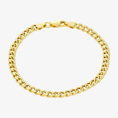Made In Italy Womens 14K Gold Over Silver 10 Inch Hollow Curb Ankle Bracelet